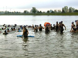 Cross Lake Swim start